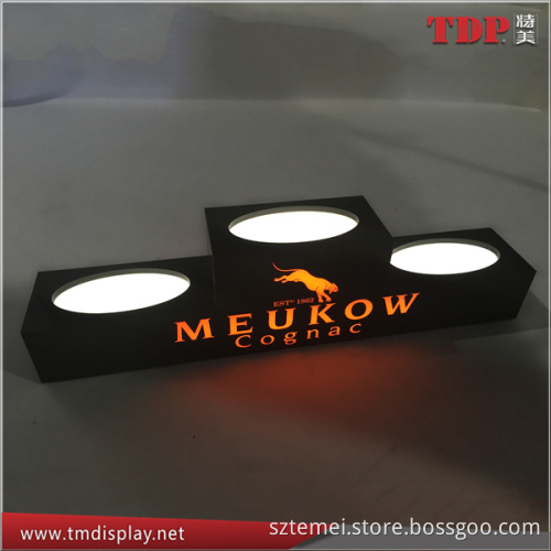 customized illuminated black acrylic wine led bottle glorifier for three pieces